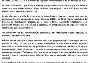 esRadio: ‘No tenemos pensado reducir nuestra programación’