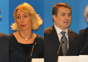 Javier Reyero, Jeanne Bracken, Antoni Ballabriga y Joaquín Garralda durante sus intervenciones de RSC