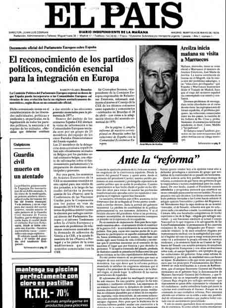 Primera portada de 'El País'
