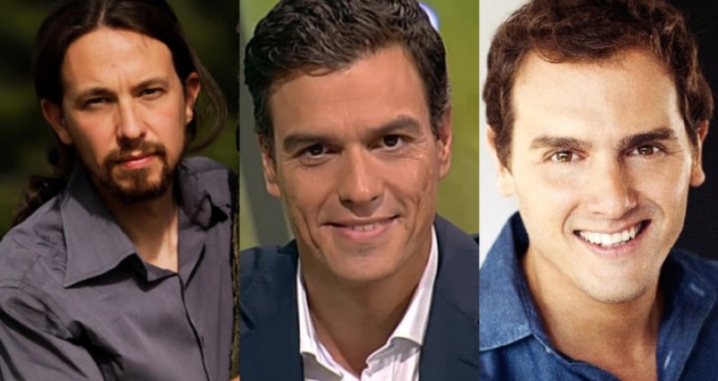 Pablo Iglesias, Pedro Sánchez y Albert Rivera