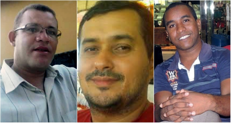 Los periodistas Israel Gonçalves Silva (izquierda), Orislândio Timoteo Araújo (centro) e Ítalo Diniz Barros (derecha)