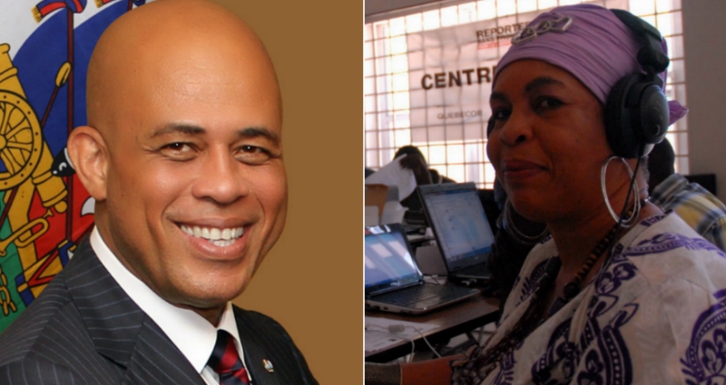 Michel Martelly, presidente de Haití, y la periodista Liliane Pierre Paul