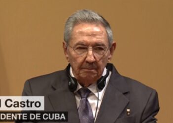 Raúl Castro durante la rueda de prensa con Obama