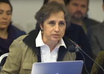 Carmen Aristegui durante su intervención ante la Comisión Interamericana de Derechos Humanos (CIDH)