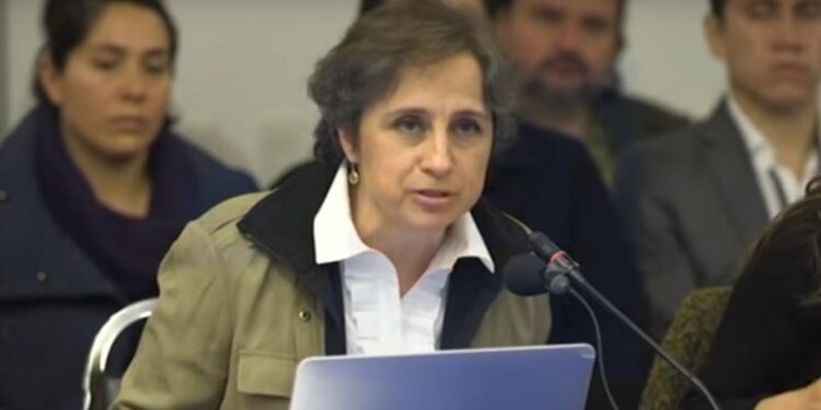 Carmen Aristegui durante su intervención ante la Comisión Interamericana de Derechos Humanos (CIDH)