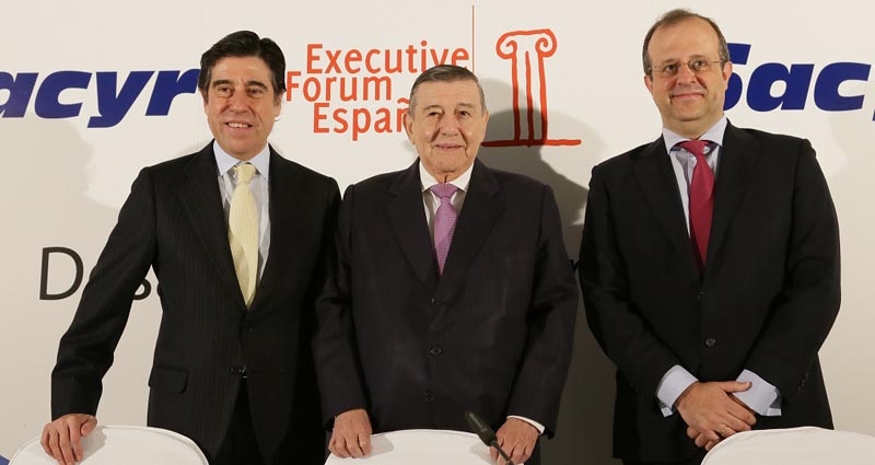 Manuel Manrique, Presidente de Sacyr y Rafael Roncagliolo, canciller de Perú durante los desayunos informativos de Executive Forum