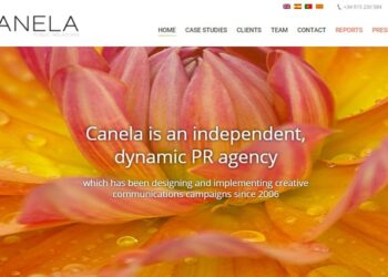 Un pantallazo de la nueva web de Canela PR (canelapr.com)