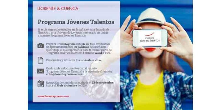 Cartel promocional de la XI edición del 'Programa Jóvenes Talentos' de Llorente & Cuenca