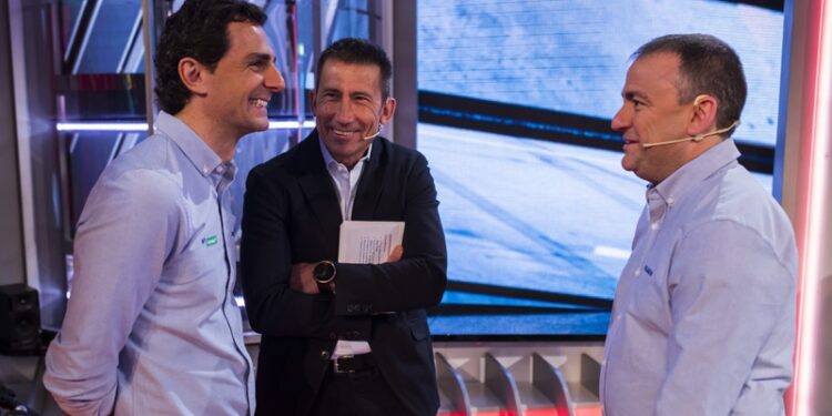 Pedro Martínez de la Rosa, Carlos Martínez y Julio Morales durante la presentación de la temporada 2017 de Movistar F1