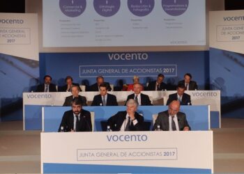 Imagen de la Junta de Accionistas de Vocento celebrada esta mañana en Bilbao