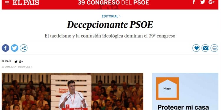 Fotografía del editorial de 'El País' del lunes 19 de junio de 2017