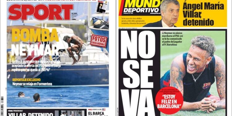 Portadas de los diarios 'Sport' y 'Mundo Deportivo' el miércoles 19 de julio de 2017