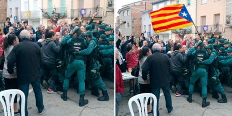 Imágenes denunciadas por 'Le Monde' sobre el 1-O en Cataluña
