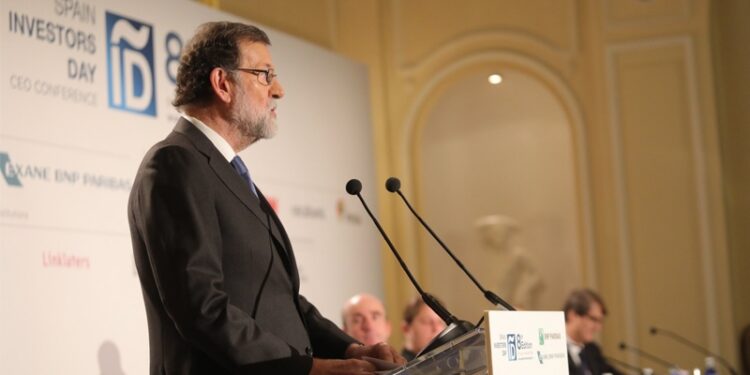 El Presidente del Gobierno, Mariano Rajoy, durante su discurso de apertura del Spain Investors Day
