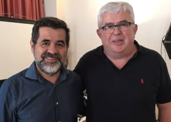 Jordi Sánchez y Agustí Alcoberro, vicepresidente de la ANC. Foto: @jordisanchezp