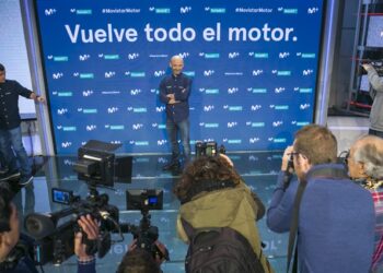 Antonio Lobato durante la rueda de prensa de presentación del equipo de Movistar F1 (Movistar+)