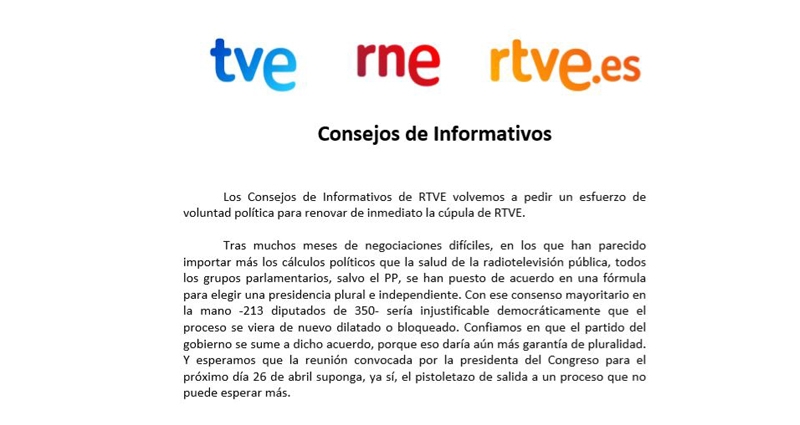 Comunicado del Consejo de Informativos de RTVE