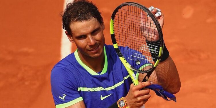 Rafa Nadal disputando un partido de Roland Garros