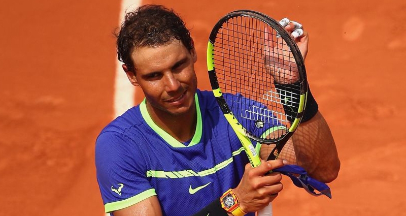 Rafa Nadal disputando un partido de Roland Garros