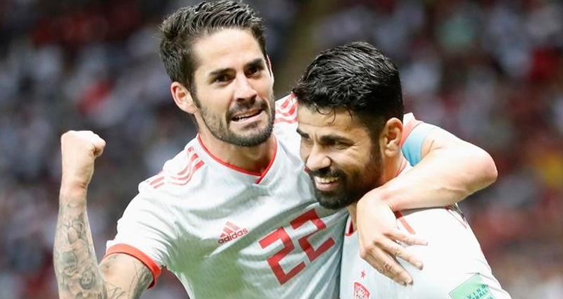 Diego Costa e Isco, en el partido entre Irán y España