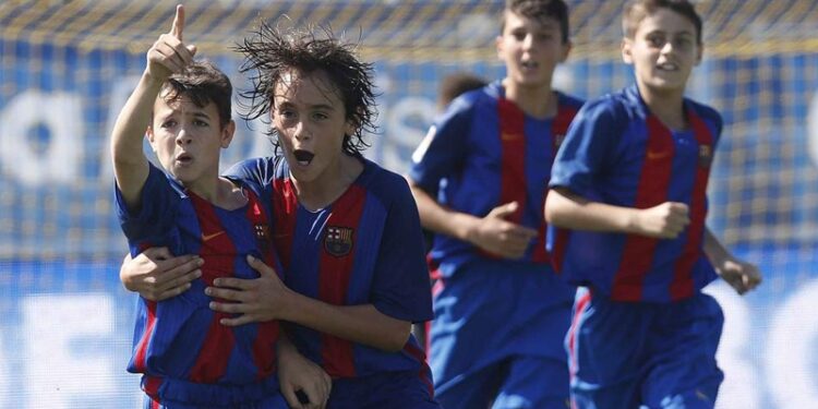 Futbolistas del Barça celebrando un gol