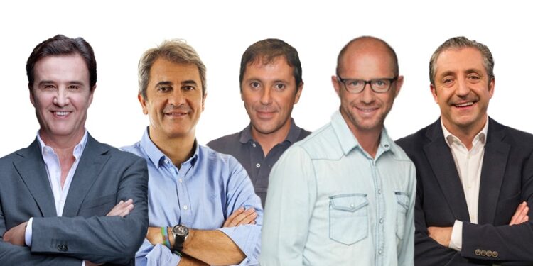 José Ramón de la Morena, Manolo Lama, Paco González, Jesús Gallego y Josep Pedrerol