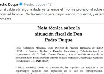 Pedro Duque responde a la moción del PP por su comparecencia con una nota sobre su situación fiscal