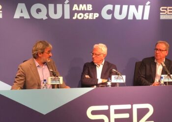 Jaume Serra, Daniel Gavela y Josep Cuní en la presentación de 'Aquí amb Josep Cuní'