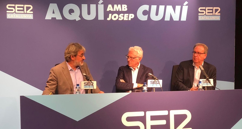 Jaume Serra, Daniel Gavela y Josep Cuní en la presentación de 'Aquí amb Josep Cuní'