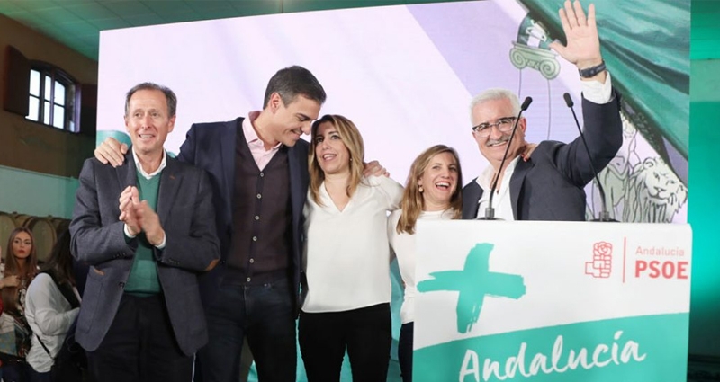 Pedro Sánchez y Susana Díaz durante el mitin (PSOE)