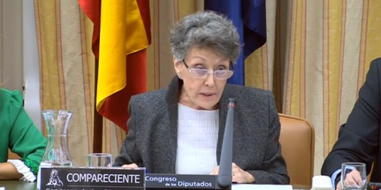 Rosa María Mateo, durante su intervención en la Comisión Mixta de Control Parlamentario de la Corporación RTVE y sus Sociedades