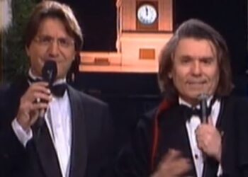 Rody Aragón y Raphael, presentadores de las Campanadas de Antena 3 en 1996