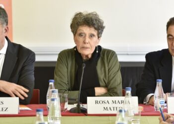 Rosa María Mateo en un acto en la sede del Col·legi de Periodistes de Catalunya (RTVE)