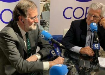 Mariano Rajoy, junto a Pepe Domingo Castaño en 'El partidazo' (COPE)