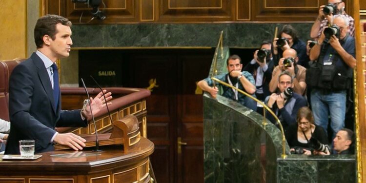 Pablo Casado, durante su intervención en el Congreso de los Diputados