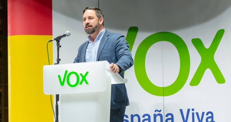 Santiago Abascal en un mitin de Vox