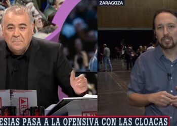 Pablo Iglesias y Antonio García Ferreras en plena discusión en 'Al rojo vivo'