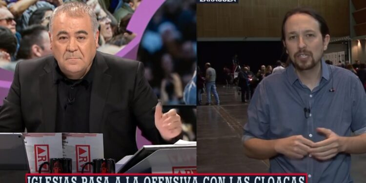 Pablo Iglesias y Antonio García Ferreras en plena discusión en 'Al rojo vivo'