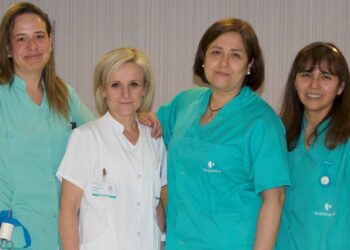Mª Pilar de la Puente, Antonia Pérez Troya, Nancy Camacho León y Margarita Poma Villena, equipo de enfermería  especializado en Ostomías y Heridas del Hospital La Luz