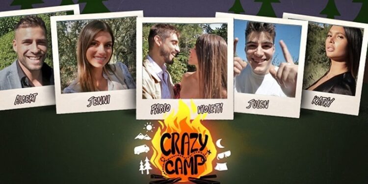 Violeta, Fabio, Julen, Albert Pertiguista, Jennifer Baldini y Kathy, protagonistas de 'Crazy camp'