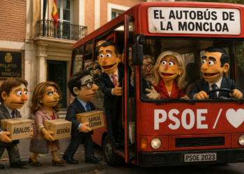El autobús de La Moncloa para recoger a los imputados