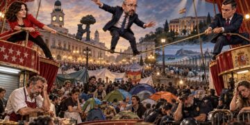 LA ACAMPADA Y SU CIRCO BARREN AL DELEGADO EN MADRID