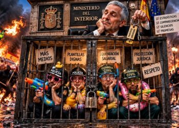 POLICÍAS Y GUARDIAS CIVILES ENCERRADOS EN INTERIOR